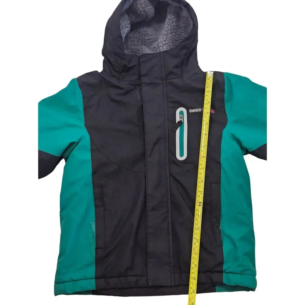 SwissTech Boys Black and Green Winter Jacket Fleece Lined Winter Coat XL (14-16)
